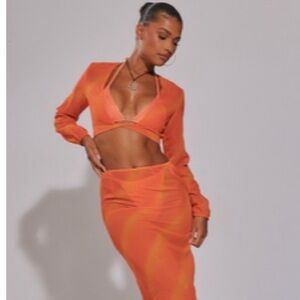 Pretty little thing orange ombre print top beach